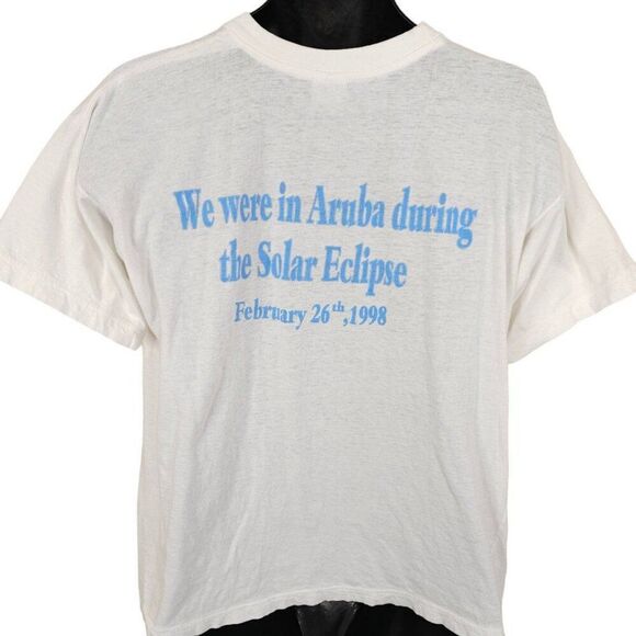 Vintage Solar Eclipse T Shirt Mens Size Large White 90s 1998 Atlantis Submarines - Picture 4 of 7